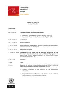 ORDER OF THE DAY Tuesday, 6 May 2014 Plenary room  9.00 – 10.30 a.m.