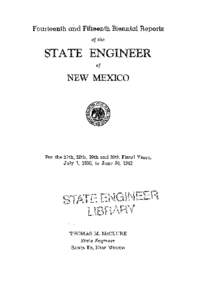 Fourteenth and Fifteenth Biennial Reports of the STATE ENGINEER of