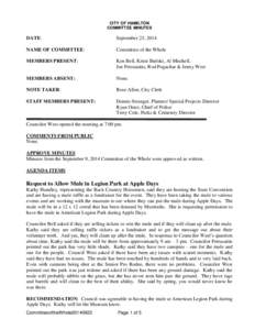 CITY OF HAMILTON COMMITTEE MINUTES DATE:  September 23, 2014