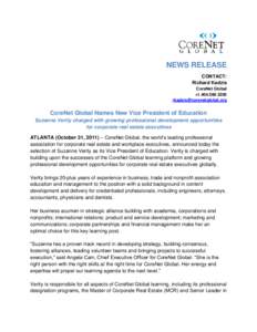 NEWS RELEASE CONTACT: Richard Kadzis CoreNet Global + 