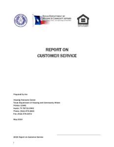 2014 TDHCA REPORT ON CUSTOMER SERVICE