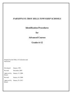 PARSIPPANY-TROY HILLS TOWNSHIP SCHOOLS  Identification Procedures