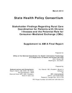 State Health Policy Consortium Stakeholder Findings Regarding Rural Care Coordination for Patients with Chronic Illnesses and the Potential Role for Consumer-Mediated Exchange (CMx)