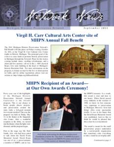 network news Michigan Historic Preservation Network SeptemberVirgil H. Carr Cultural Arts Center site of
