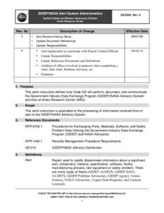 GIDEP/NASA Alert System Administration  QS.0002 Rev. 9 System Safety and Mission Assurance Division Ames Research Center