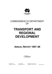 COMMONWEALTH DEPARTMENT OF TRANSPORT AND REGIONAL DEVELOPMENT
