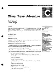 CULTURES, CONTINUITY, CHANGE  • China: Travel Adventure Kathy Voegel