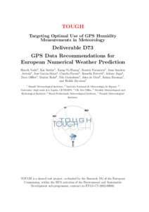 TOUGH Targeting Optimal Use of GPS Humidity Measurements in Meteorology Deliverable D73 GPS Data Recommendations for