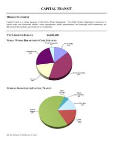 CAPITAL TRANSIT MISSION STATEMENT Capital Transit is a service program of the Public Works Department. The Public Works Department’s mission is to ensure water and wastewater utilities, waste management, public transpo
