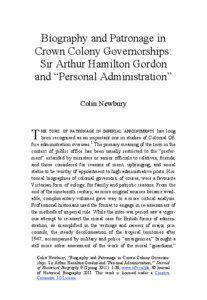 Patronage, Clientage and Imperial Biography: Crown Colony Governorships