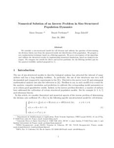 Numerical Solution of an Inverse Problem in Size-Structured Population Dynamics Marie Doumic ∗‡