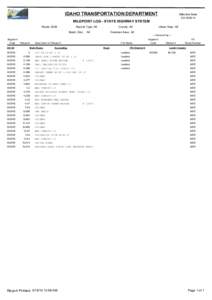 IDAHO TRANSPORTATION DEPARTMENT  Effective Date: [removed]MILEPOINT LOG - STATE HIGHWAY SYSTEM