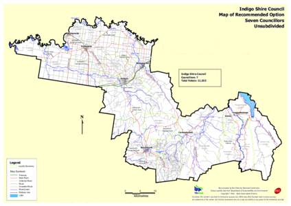 Indigo Shire Council Map of Recommended Option Seven Councillors Unsubdivided  Murray