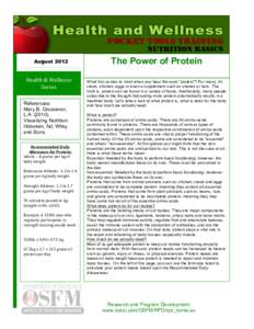    The Power of Protein August 2012 	
  