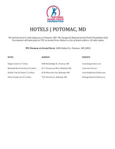   	
   HOTELS	
  |	
  POTOMAC,	
  MD	
      	
  