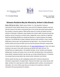 Microsoft Word - Anthem Data Breach - Feb