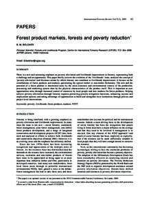 International Forestry Review Vol. 7 (2), [removed]PAPERS Forest product markets, forests and poverty reduction 1