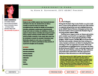 P R E S I D E N T ’ S  Bulletin of the American Society for Information Science and Technology – December/January 2013 – Volume 39, Number 2 b y