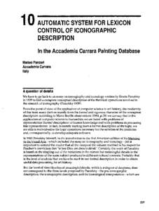 IO AUTOMATIC SYSTEM FOR LEXICON CONTROL OF ICONOGRAPHIC DESCRIPTION In the Accademia Carrara Painting Database Matteo Panzeri