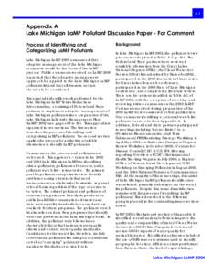 A-1  Appendix A Lake Michigan LaMP Pollutant Discussion Paper - For Comment Process of Identifying and Categorizing LaMP Pollutants