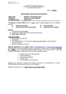 FM-POEA-04-EF-07-A Effectivity Date: Sept. 01, 2013 Department of Labor and Employment Philippine Overseas Employment Administration Government Placement Branch