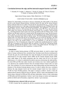 EX/P3-3  1 Correlation between the edge and the internal transport barriers in JT-60U Y. Kamada, M. Yoshida, Y. Sakamoto, Y. Koide, N. Oyama, H. Urano, K. Kamiya