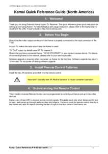 Microsoft Word - Kamai Quick Reference v1.1 NTSC (URC4).doc