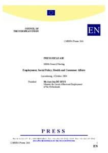 EN  COUNCIL OF THE EUROPEAN UNION[removed]Presse 264)