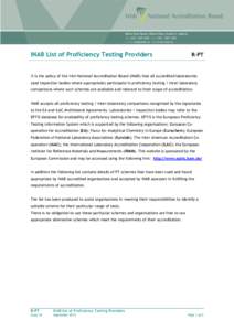 Wilton Park House, Wilton Place, Dublin 2, Ireland Tel +[removed]Fax +[removed]E-mail [removed] Web www.inab.ie INAB List of Proficiency Testing Providers