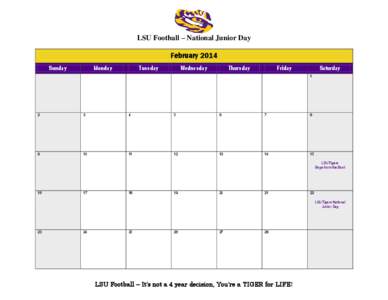 LSU Football – National Junior Day February 2014 Sunday Monday
