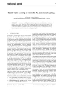 51  Piped water cooling of concrete: An exercise in scaling * ND Fowkes † and AP Bassom School of Mathematics and Statistics, University of Western Australia, Crawley