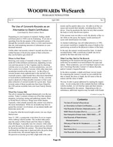 WOODWARDs WeSearch RESEARCH NEWSLETTER Vol. 9 April 2001