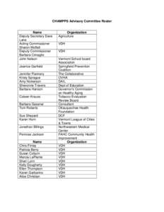 CHAMPPS Advisory Committee Roster