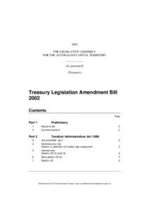 2002 THE LEGISLATIVE ASSEMBLY FOR THE AUSTRALIAN CAPITAL TERRITORY (As presented) (Treasurer)