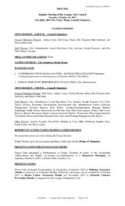 Final Minutes Approved[removed]MINUTES Regular Meeting of the Lompoc City Council Tuesday, October 16, 2012 City Hall, 100 Civic Center Plaza, Council Chambers