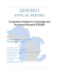 [removed]ANNUAL REPORT Cooperative Institute for Limnology and Ecosystems Research (CILER)  NA07OAR4320006 — Year Four