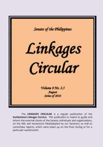 Senate of the Philippines  Linkages Circular Volume 8 No. 2.5 August