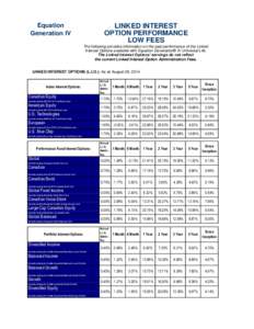 Equation Generation IV LINKED INTEREST OPTION PERFORMANCE LOW FEES