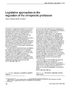 [removed]114/$2.00/©JCCA[removed]Legislative approaches to the regulation of the chiropractic profession David A Chapman-Smith, LLB (Hons)*