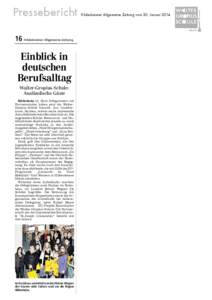 Pressebericht  Hildesheimer Allgemeine Zeitung vom 20. Januar 2014 Hildeshe