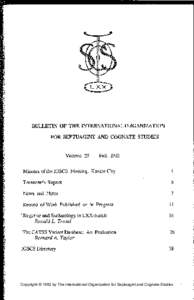 Bulletin of the International Organization of Septuagint and Cognate Studies