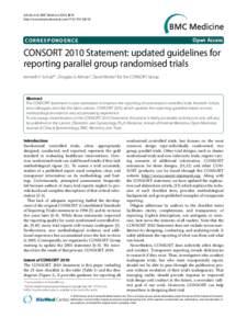 CONSORT 2010 Statement: updated guidelines for reporting parallel group randomised trials