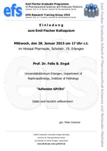 Emil Fischer Graduate Programme of Pharmaceutical Sciences and Molecular Medicine Sprecher: Prof. Dr. M. Heinrich, Lehrstuhl für Pharmazeutische Chemie DFG Research Training Group 1910