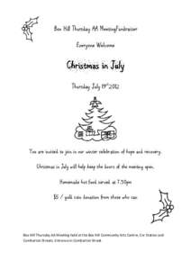 Box Hill Thursday AA MeetingFundraiser Everyone Welcome Christmas in July Thursday July 19th2012