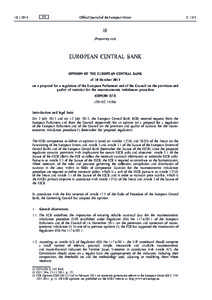 Opinion of the European Central Bank of 10 October 2013 on a proposal for a regulation of the European Parliament and of the Council on the provision and quality of statistics for the macroeconomic imbalances procedure (