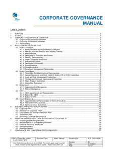 CORPORATE GOVERNANCE MANUAL Table of Contents[removed].