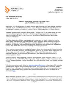 CONTACT Ling Woo Liu[removed]removed]  FOR IMMEDIATE RELEASE