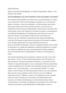 Julian Nida-Rümelin Beitrag zum Sonderheft Hochschulpolitik „Aus Politik und Zeitgeschehen“, Beilage zu „Das Parlament“, Heft[removed]