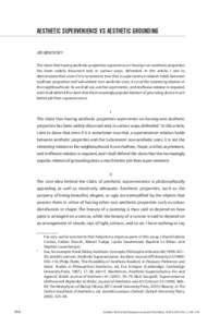 Aesthetic Supervenience vs Aesthetic Grounding  AESTHETIC SUPERVENIENCE VS AESTHETIC GROUNDING JIRI BENoVSKY The claim that having aesthetic properties supervenes on having non-aesthetic properties has been widely discus