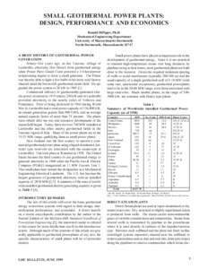 Small Geothermal Power Plants: Design, Performance and Economics